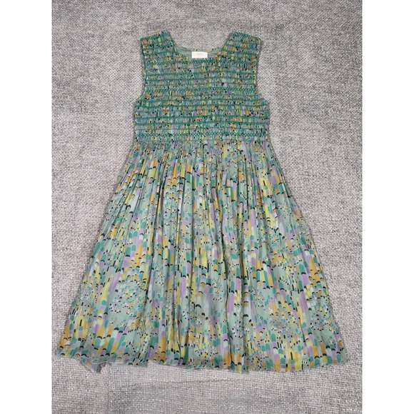 Vtg Y2K Anna Sui Anthropologie Dress Womens M Printed Silk Art Deco Read - Picture 4 of 16